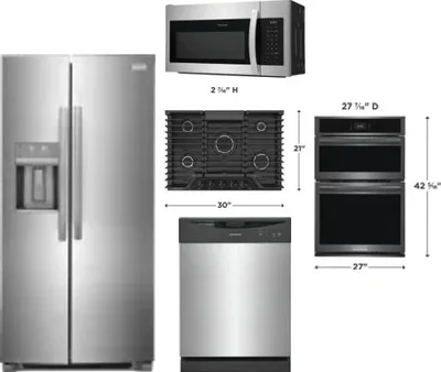 5 Piece Package Includes Refrigerator, Cooktop, Wall Oven, Microwave And Dishwasher