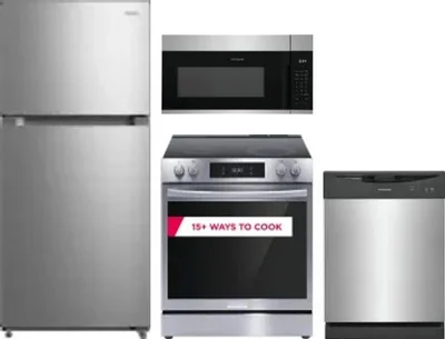 4 Piece Package Includes Refrigerator, Range, Microwave And Dishwasher