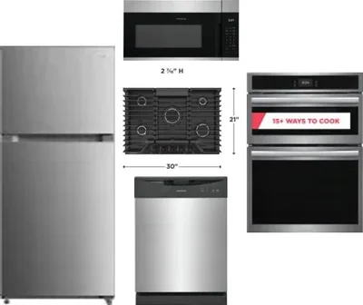 5 Piece Package Includes Refrigerator, Cooktop, Wall Oven, Microwave And Dishwasher