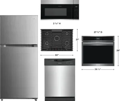 5 Piece Package Includes Refrigerator, Cooktop, Wall Oven, Microwave And Dishwasher