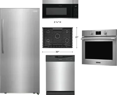 5 Piece Package Includes Refrigerator, Cooktop, Wall Oven, Microwave And Dishwasher