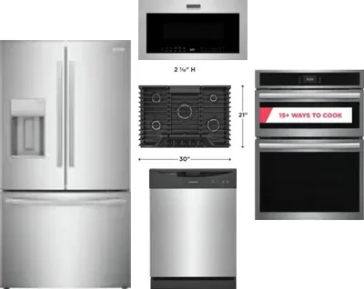 5 Piece Package Includes Refrigerator, Cooktop, Wall Oven, Microwave And Dishwasher