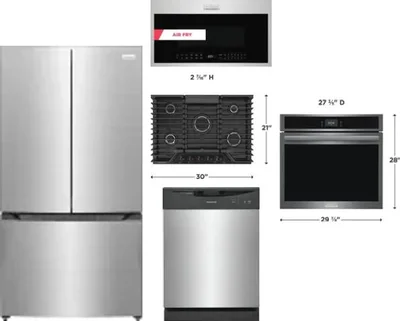 5 Piece Package Includes Refrigerator, Cooktop, Wall Oven, Microwave And Dishwasher