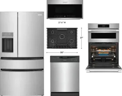 5 Piece Package Includes Refrigerator, Cooktop, Wall Oven, Microwave And Dishwasher