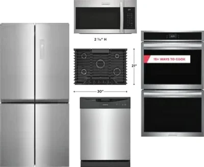 5 Piece Package Includes Refrigerator, Cooktop, Wall Oven, Microwave And Dishwasher