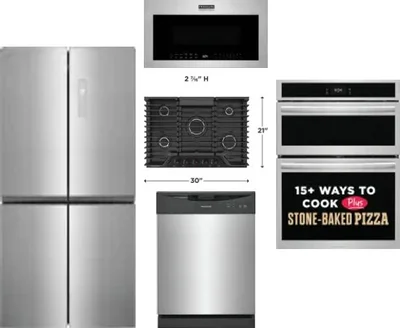 5 Piece Package Includes Refrigerator, Cooktop, Wall Oven, Microwave And Dishwasher
