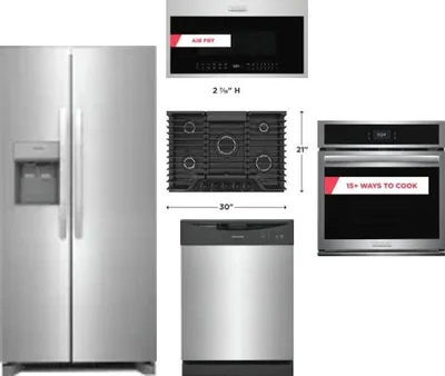 5 Piece Package Includes Refrigerator, Cooktop, Wall Oven, Microwave And Dishwasher