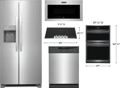 5 Piece Package Includes Refrigerator, Cooktop, Wall Oven, Microwave And Dishwasher