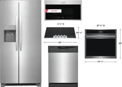 5 Piece Package Includes Refrigerator, Cooktop, Wall Oven, Microwave And Dishwasher