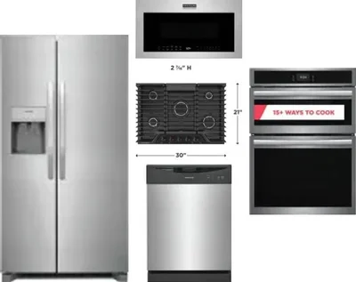 5 Piece Package Includes Refrigerator, Cooktop, Wall Oven, Microwave And Dishwasher