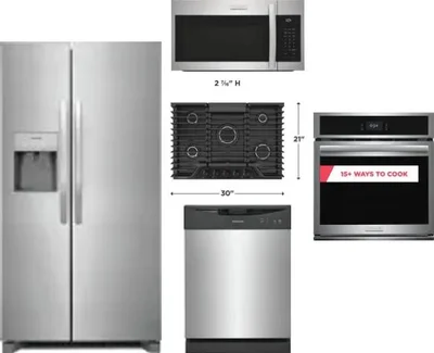5 Piece Package Includes Refrigerator, Cooktop, Wall Oven, Microwave And Dishwasher