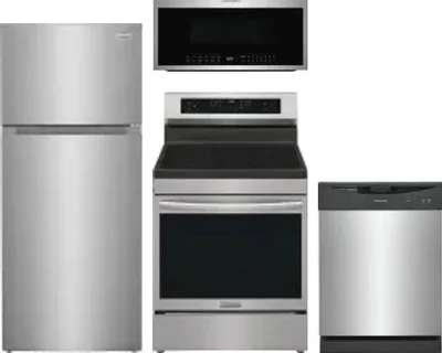 4 Piece Package Includes Refrigerator, Range, Microwave And Dishwasher
