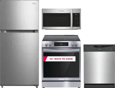 4 Piece Package Includes Refrigerator, Range, Microwave And Dishwasher