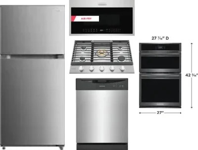 5 Piece Package Includes Refrigerator, Cooktop, Wall Oven, Microwave And Dishwasher