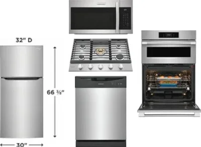 5 Piece Package Includes Refrigerator, Cooktop, Wall Oven, Microwave And Dishwasher