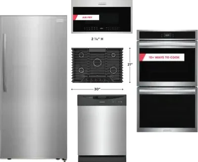 5 Piece Package Includes Refrigerator, Cooktop, Wall Oven, Microwave And Dishwasher