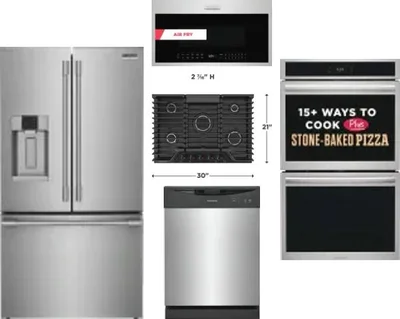 5 Piece Package Includes Refrigerator, Cooktop, Wall Oven, Microwave And Dishwasher