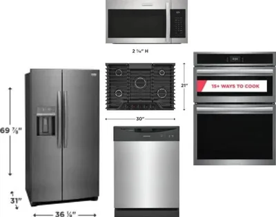 5 Piece Package Includes Refrigerator, Cooktop, Wall Oven, Microwave And Dishwasher