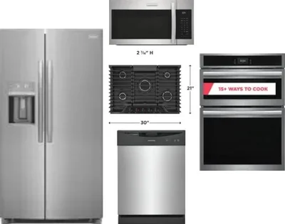 5 Piece Package Includes Refrigerator, Cooktop, Wall Oven, Microwave And Dishwasher