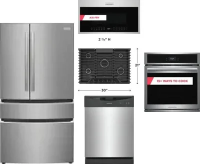 5 Piece Package Includes Refrigerator, Cooktop, Wall Oven, Microwave And Dishwasher