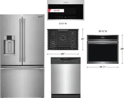 5 Piece Package Includes Refrigerator, Cooktop, Wall Oven, Microwave And Dishwasher