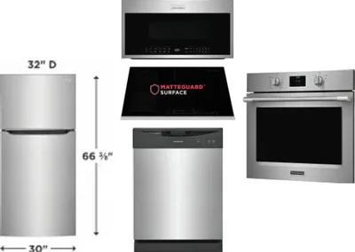5 Piece Package Includes Refrigerator, Cooktop, Wall Oven, Microwave And Dishwasher
