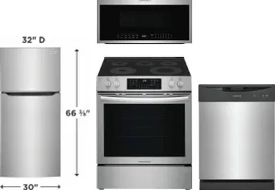 4 Piece Package Includes Refrigerator, Range, Microwave And Dishwasher