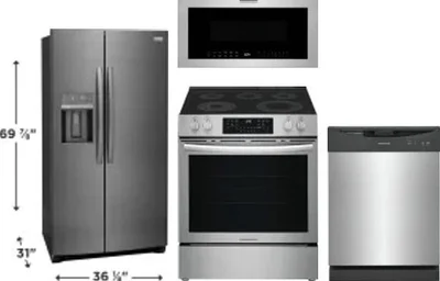 4 Piece Package Includes Refrigerator, Range, Microwave And Dishwasher