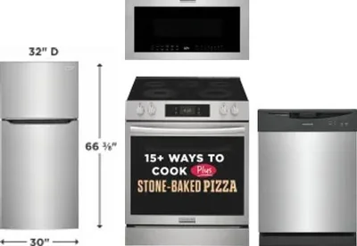 4 Piece Package Includes Refrigerator, Range, Microwave And Dishwasher