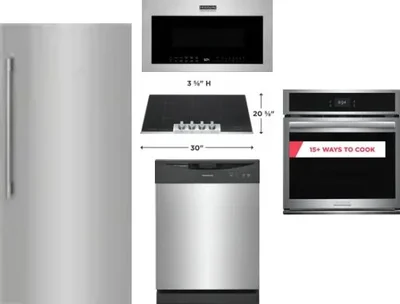 5 Piece Package Includes Refrigerator, Cooktop, Wall Oven, Microwave And Dishwasher