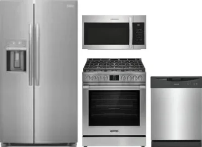 4 Piece Package Includes Refrigerator, Range, Microwave And Dishwasher