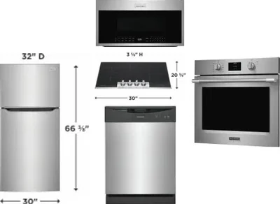 5 Piece Package Includes Refrigerator, Cooktop, Wall Oven, Microwave And Dishwasher