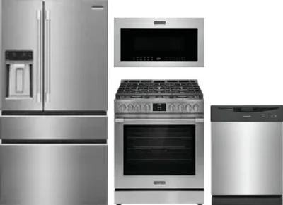 4 Piece Package Includes Refrigerator, Range, Microwave And Dishwasher