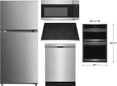 5 Piece Package Includes Refrigerator, Cooktop, Wall Oven, Microwave And Dishwasher