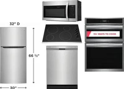 5 Piece Package Includes Refrigerator, Cooktop, Wall Oven, Microwave And Dishwasher