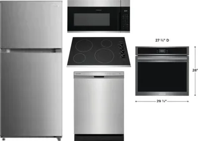 5 Piece Package Includes Refrigerator, Cooktop, Wall Oven, Microwave And Dishwasher