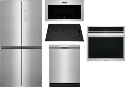 5 Piece Package Includes Refrigerator, Cooktop, Wall Oven, Microwave And Dishwasher