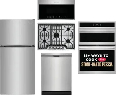 5 Piece Package Includes Refrigerator, Cooktop, Wall Oven, Microwave And Dishwasher