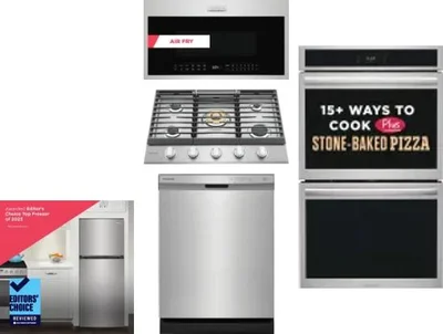 5 Piece Package Includes Refrigerator, Cooktop, Wall Oven, Microwave And Dishwasher