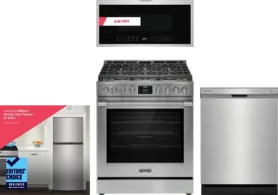 4 Piece Package Includes Refrigerator, Range, Microwave And Dishwasher