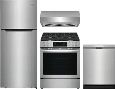 4 Piece Package Includes Refrigerator, Range, Hood And Dishwasher
