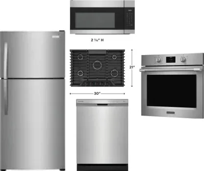 5 Piece Package Includes Refrigerator, Cooktop, Wall Oven, Microwave And Dishwasher