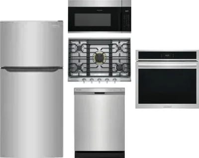 5 Piece Package Includes Refrigerator, Cooktop, Wall Oven, Microwave And Dishwasher