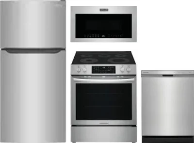 4 Piece Package Includes Refrigerator, Range, Microwave And Dishwasher