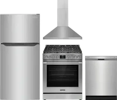 4 Piece Package Includes Refrigerator, Range, Hood And Dishwasher
