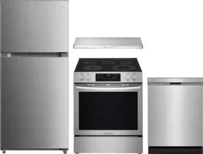 4 Piece Package Includes Refrigerator, Range, Hood And Dishwasher