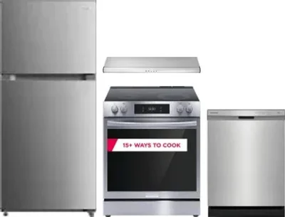 4 Piece Package Includes Refrigerator, Range, Hood And Dishwasher