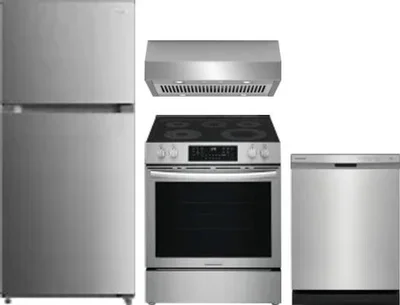 4 Piece Package Includes Refrigerator, Range, Hood And Dishwasher