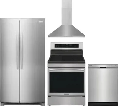 4 Piece Package Includes Refrigerator, Range, Hood And Dishwasher