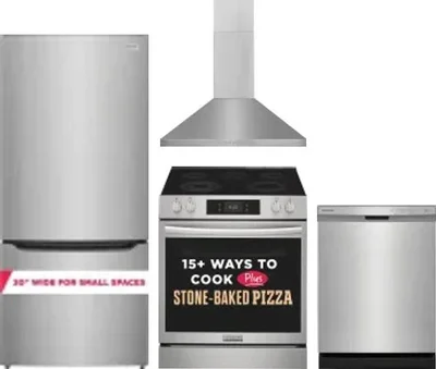 4 Piece Package Includes Refrigerator, Range, Hood And Dishwasher